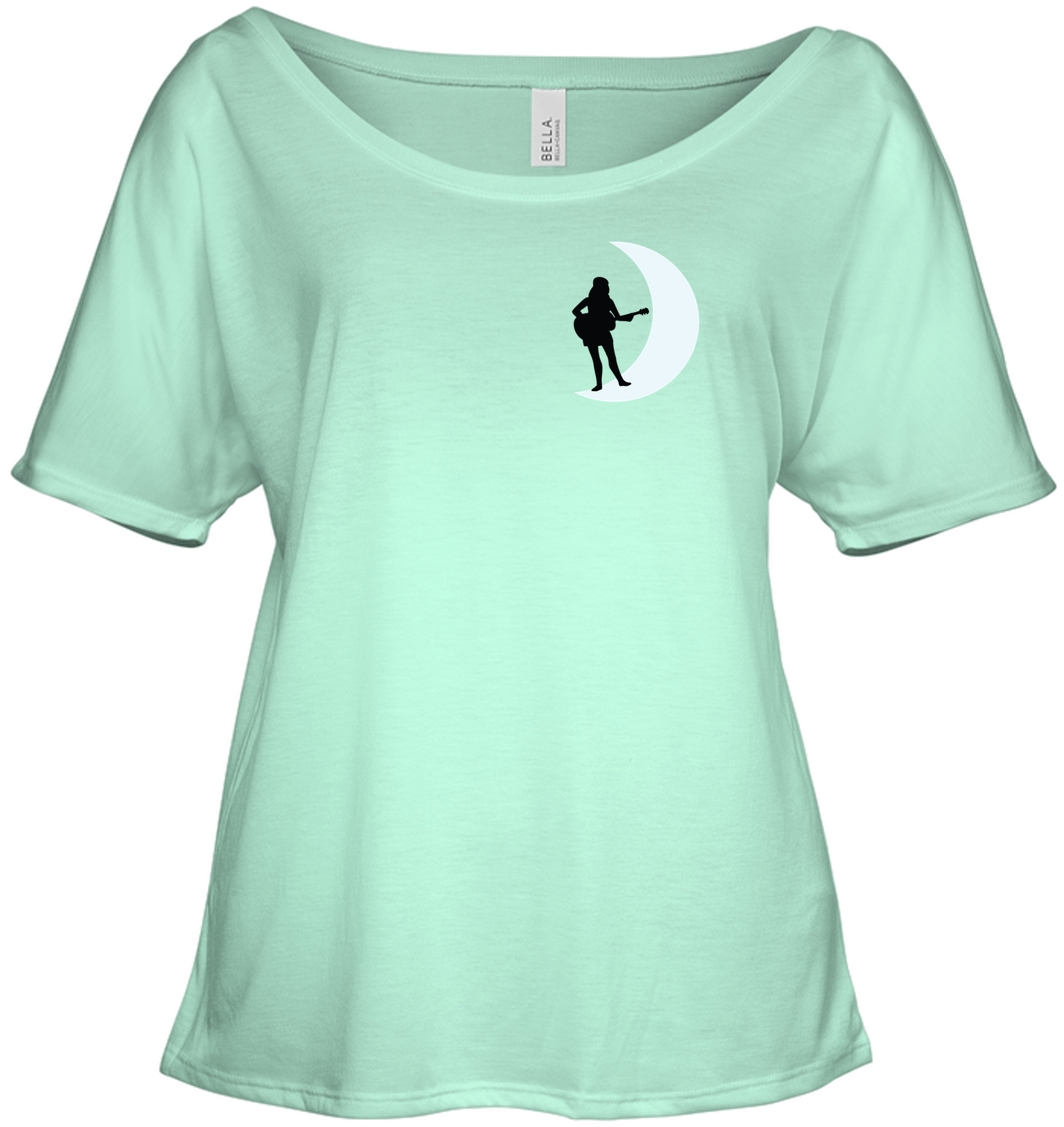 Moonlight Guitar Player White (Pocket Size)  - Bella + Canvas Women's Slouchy Tee