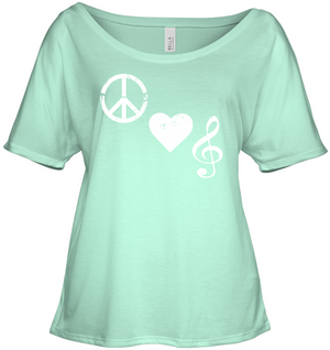 Peace Heart Musical Clef - Bella + Canvas Women's Slouchy Tee
