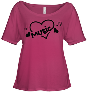 Music Hearts and Notes - Bella + Canvas Women's Slouchy Tee