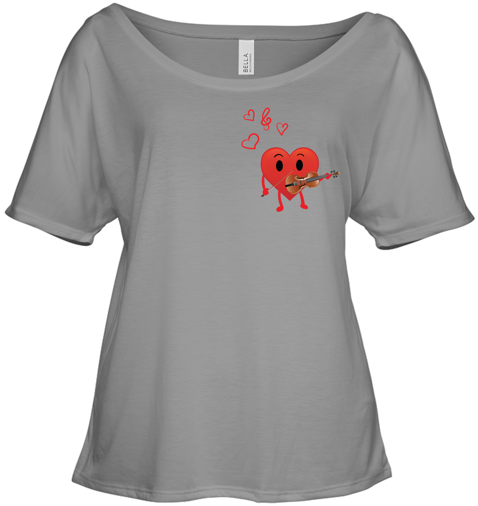 Heart Playing Violin (Pocket Size) - Bella + Canvas Women's Slouchy Tee