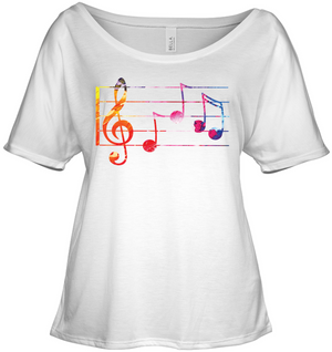 Colorful Notes n Staff - Bella + Canvas Women's Slouchy Tee