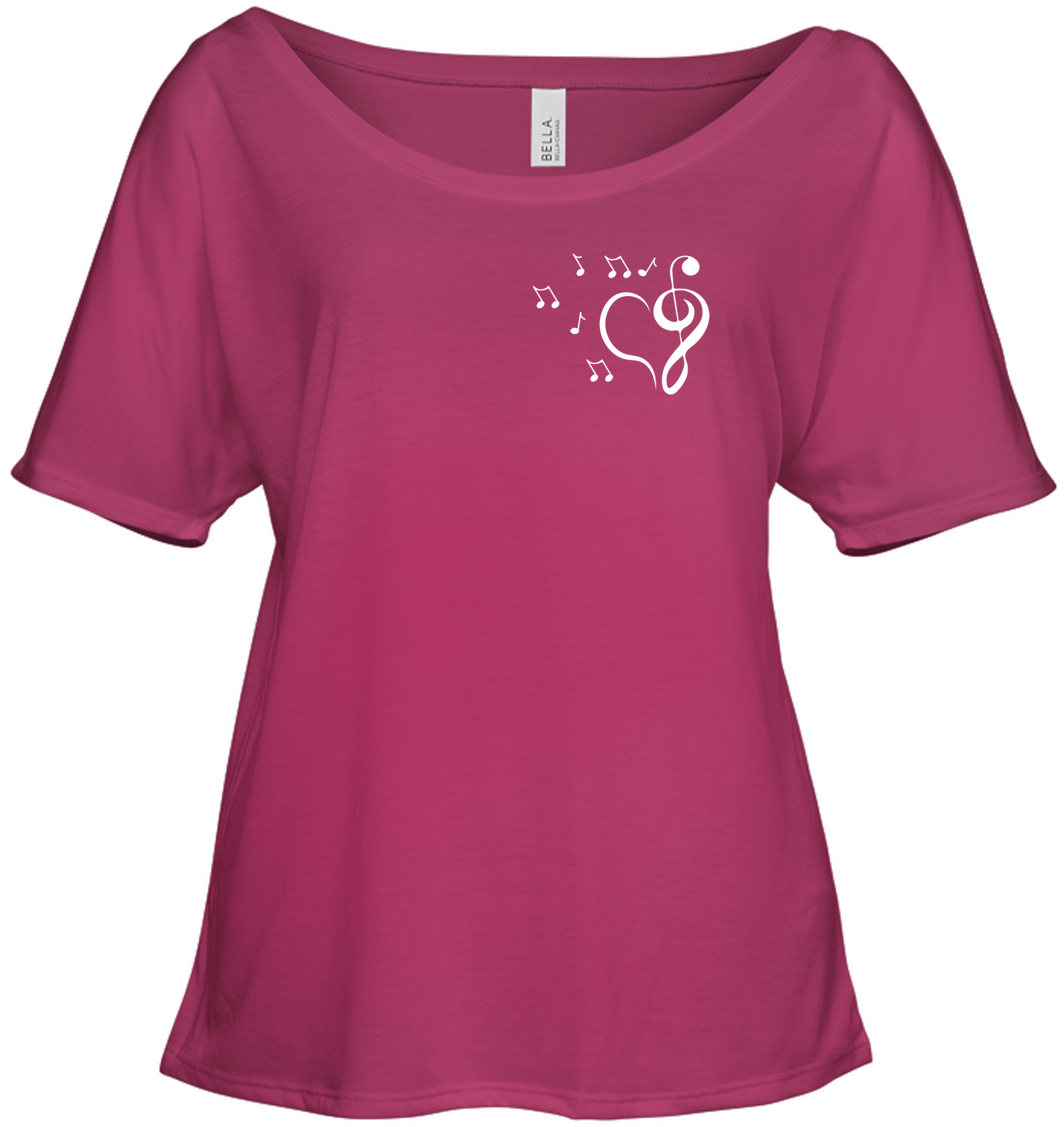 Musical heart with floating notes (Pocket Size)  - Bella + Canvas Women's Slouchy Tee