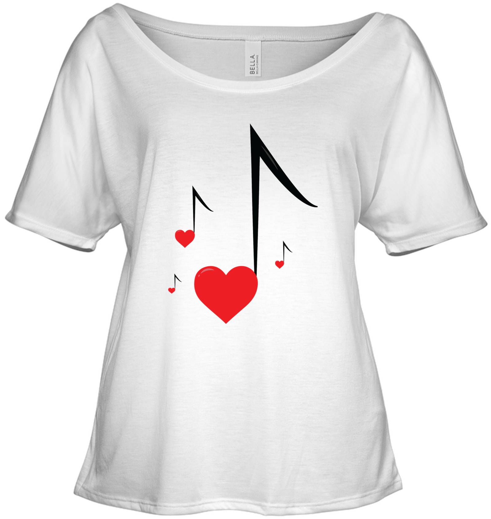 Four Floating Heart Notes  - Bella + Canvas Women's Slouchy Tee