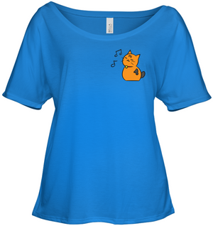 Singing Kitty (Pocket Size) - Bella + Canvas Women's Slouchy Tee