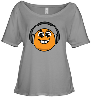 Eager Orange with Headphone - Bella + Canvas Women's Slouchy Tee