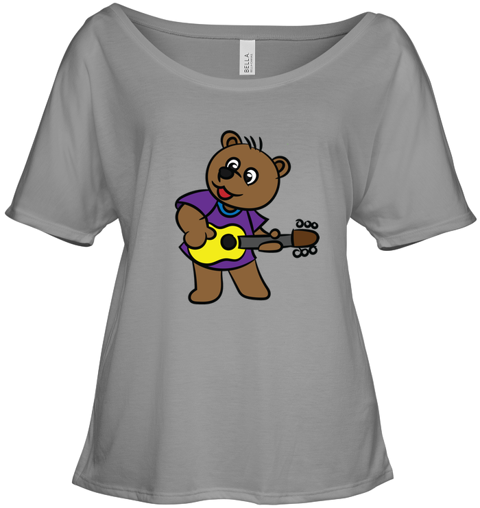 Bear Playing Guitar - Bella + Canvas Women's Slouchy Tee