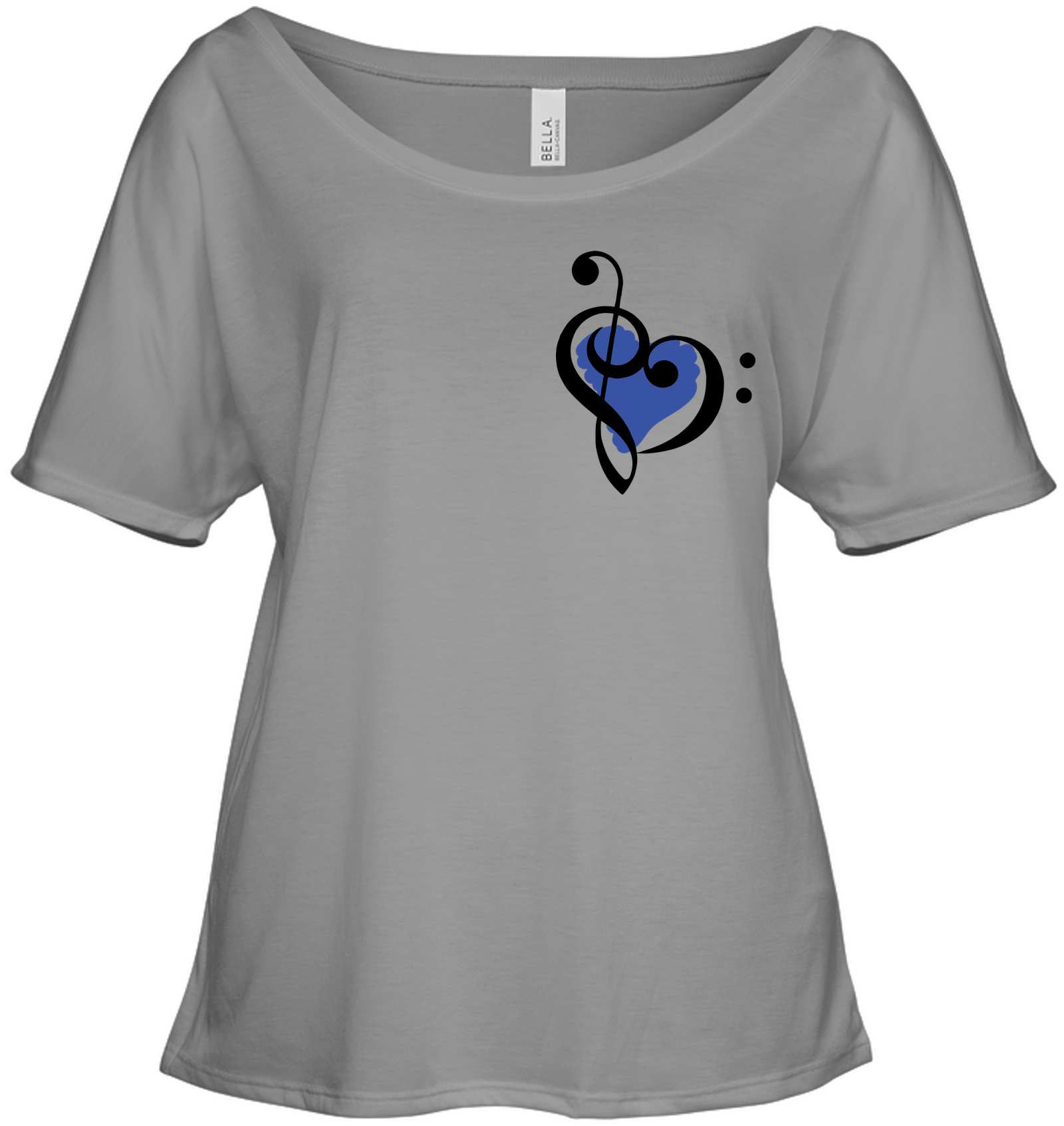 Treble Bass Blue Heart (Pocket Size) - Bella + Canvas Women's Slouchy Tee