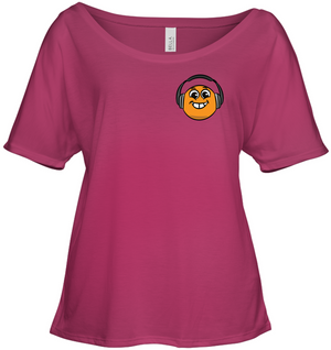 Eager Orange with Headphone (Pocket Size) - Bella + Canvas Women's Slouchy Tee