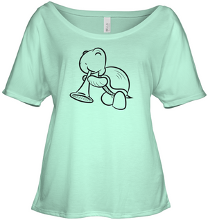 Turtle with Trumpet - Bella + Canvas Women's Slouchy Tee