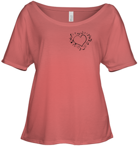 Floating Notes Heart Black (Pocket Size) - Bella + Canvas Women's Slouchy Tee