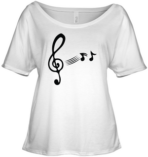 Treble Clef with floating Notes - Bella + Canvas Women's Slouchy Tee
