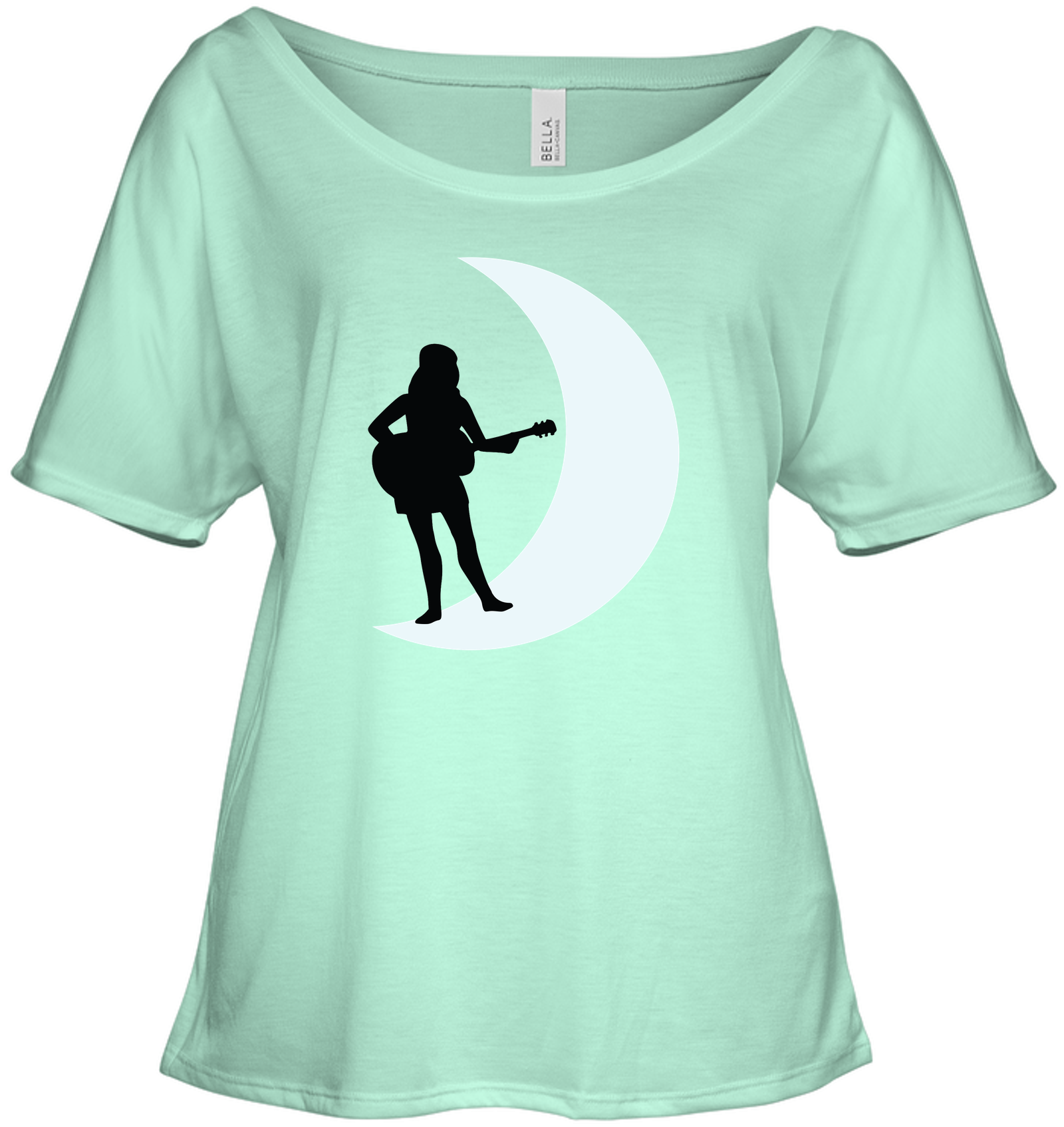 Moonlight Guitar Player White - Bella + Canvas Women's Slouchy Tee