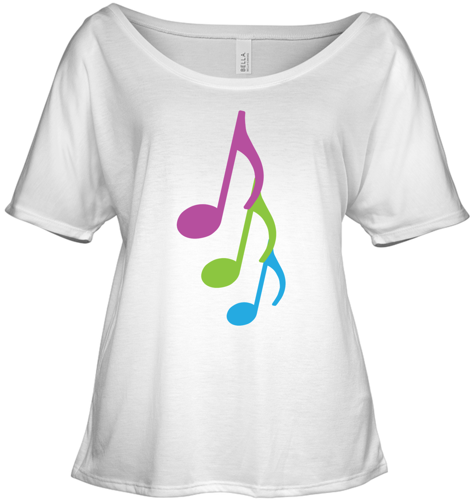 Three colorful musical notes - Bella + Canvas Women's Slouchy Tee