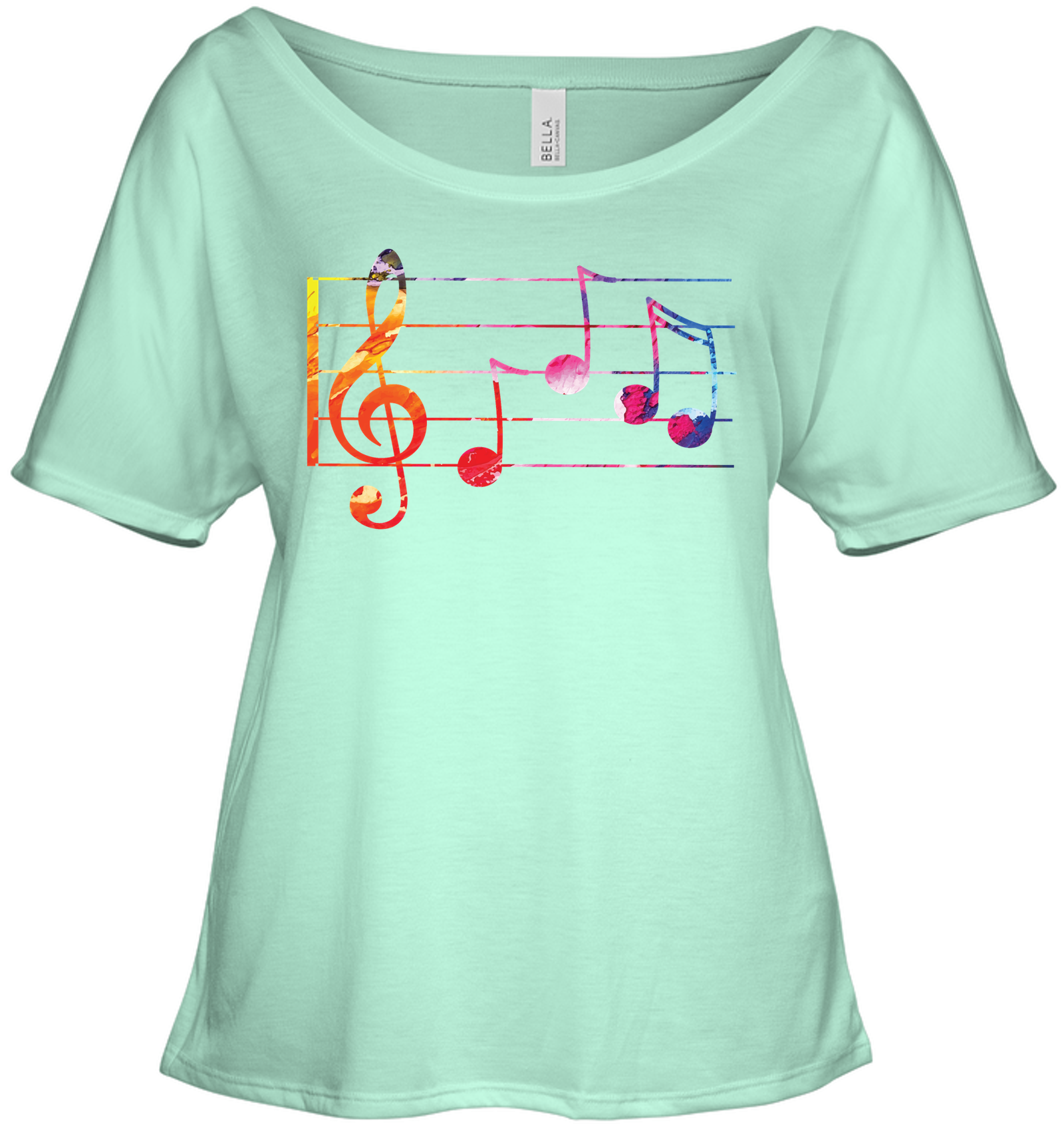 Colorful Notes n Staff - Bella + Canvas Women's Slouchy Tee