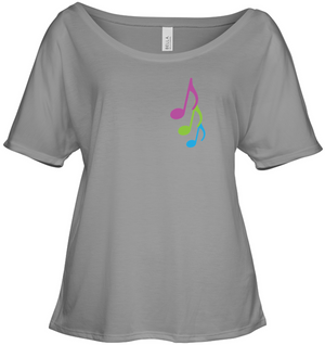 Three colorful musical notes (Pocket Size) - Bella + Canvas Women's Slouchy Tee