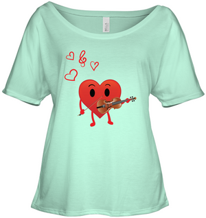 Heart Playing Violin - Bella + Canvas Women's Slouchy Tee