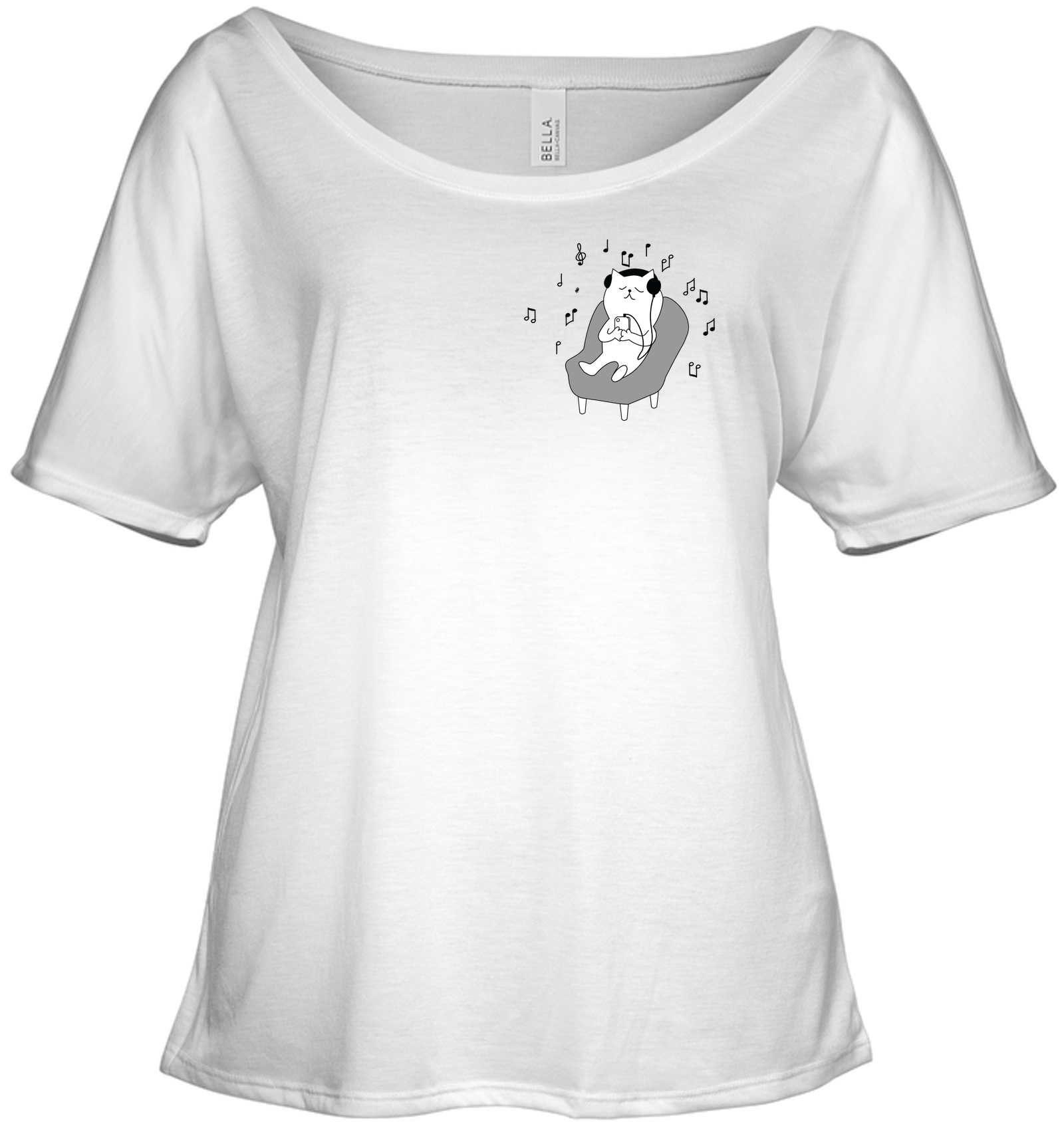 Chilin Kitty (Pocket Size) - Bella + Canvas Women's Slouchy Tee