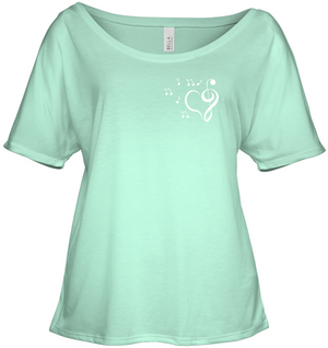 Musical heart with floating notes (Pocket Size)  - Bella + Canvas Women's Slouchy Tee