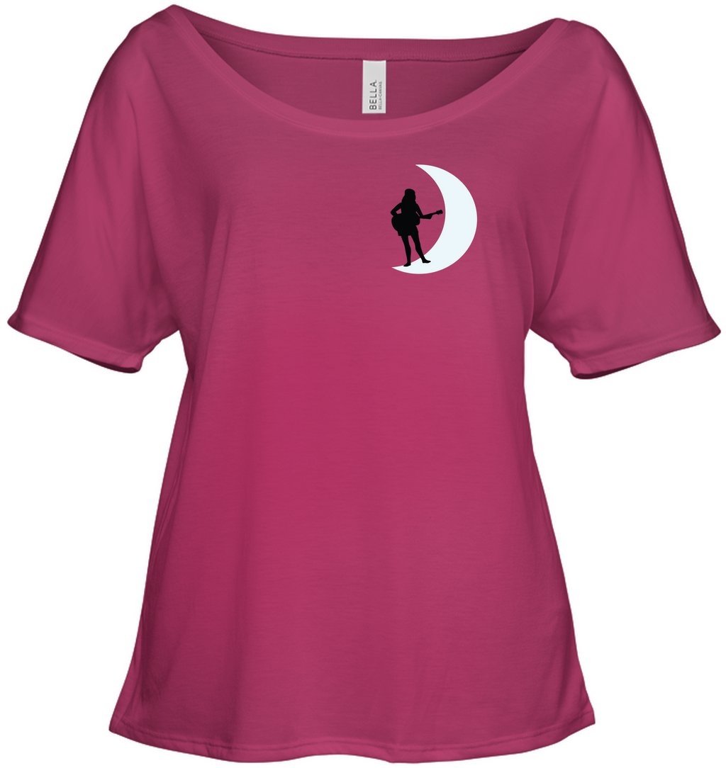 Moonlight Guitar Player White (Pocket Size)  - Bella + Canvas Women's Slouchy Tee