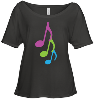 Three colorful musical notes - Bella + Canvas Women's Slouchy Tee