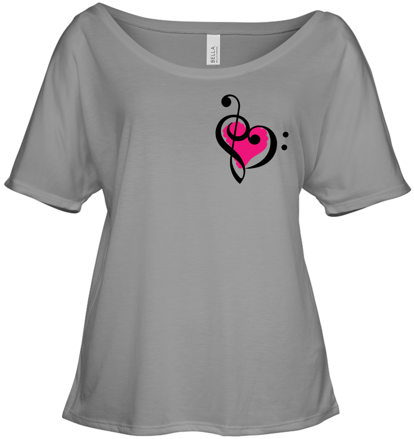 Treble Bass Pink Heart (Pocket Size) - Bella + Canvas Women's Slouchy Tee