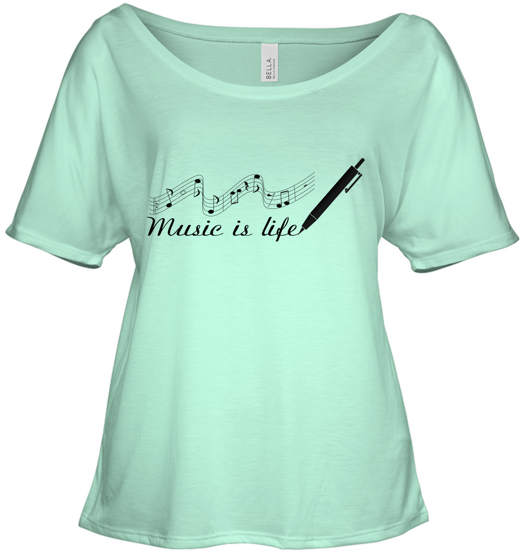 Music is Life Note - Bella + Canvas Women's Slouchy Tee