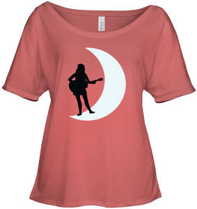 Moonlight Guitar Player White - Bella + Canvas Women's Slouchy Tee