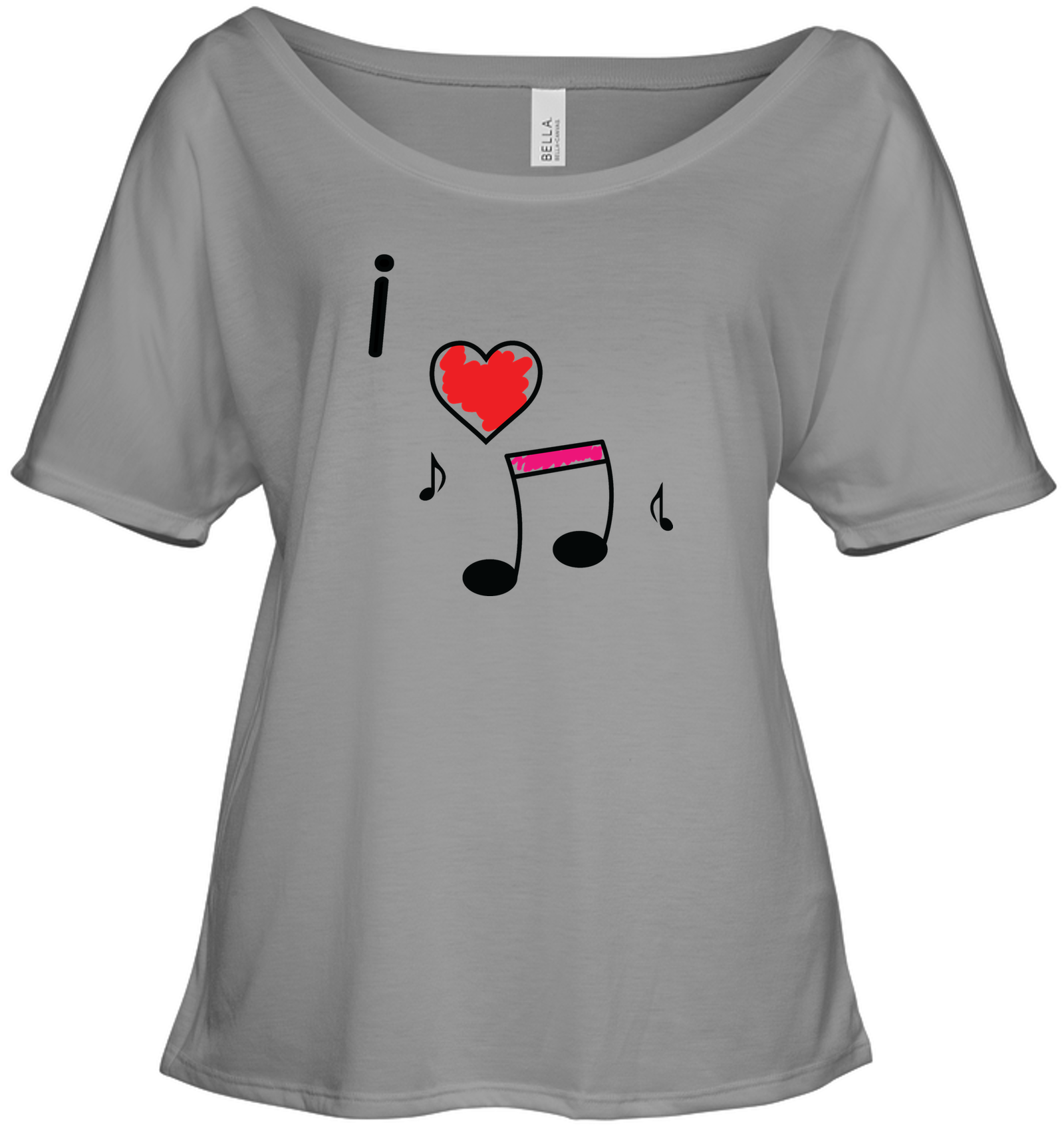 I Love Music Hearts and Fun - Bella + Canvas Women's Slouchy Tee