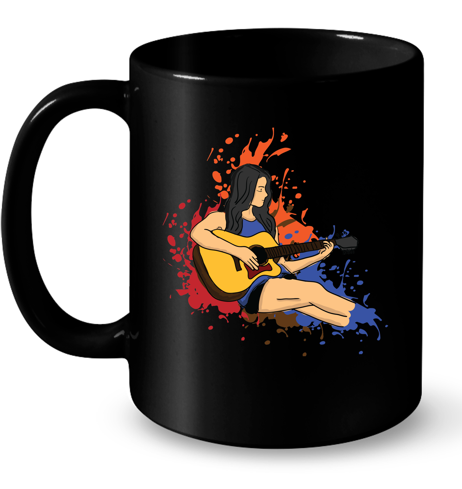 Girl Playing Guitar Splash - Ceramic Mug