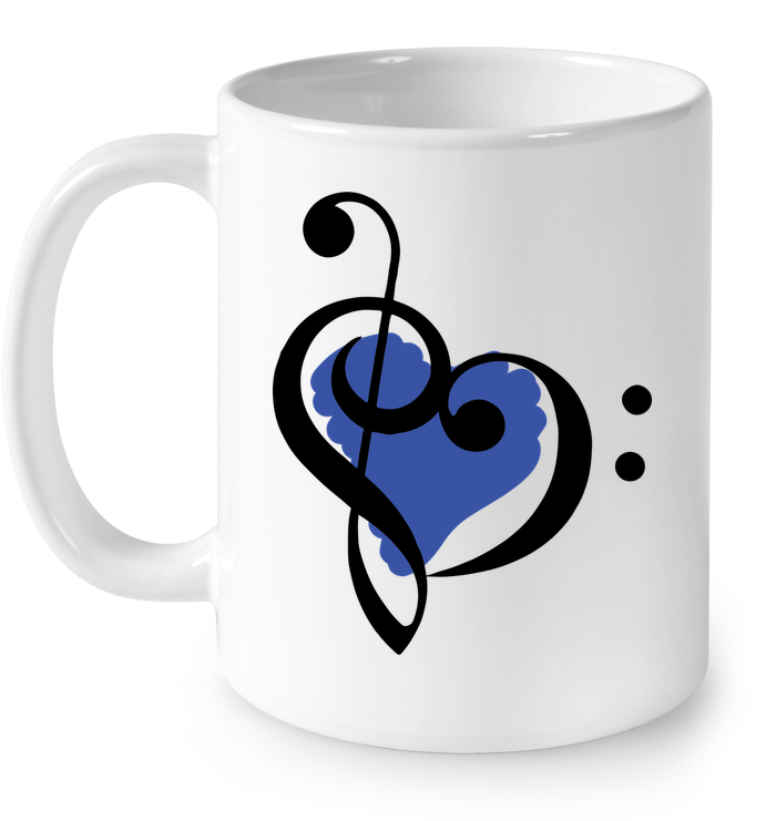 Treble Bass Blue Heart  - Ceramic Mug