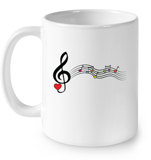 Musical Waves, Heart Notes and Colors - Ceramic Mug