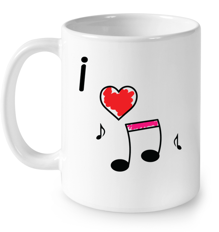 I Love Music Hearts and Fun - Ceramic Mug