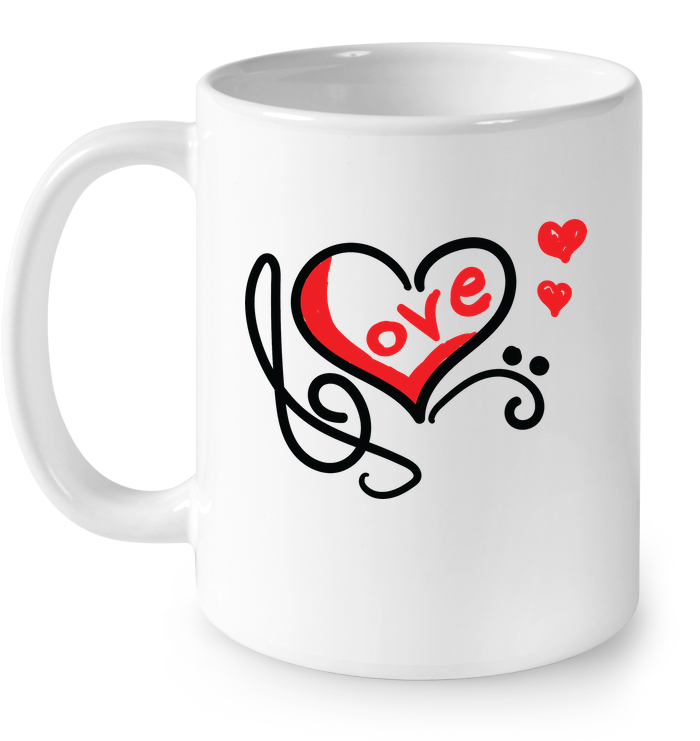 Love Music Heart Red - Ceramic Mug