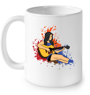 Girl Playing Guitar Splash - Ceramic Mug