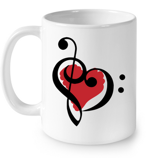 Treble Bass Red Heart  - Ceramic Mug