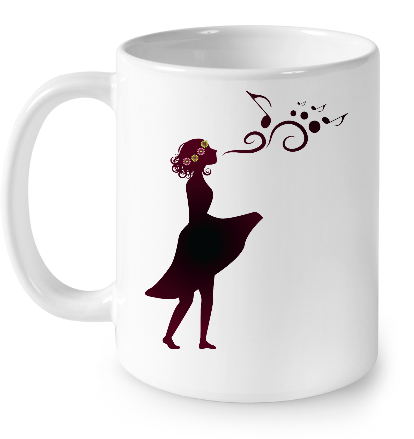 Girl Singing Silhouette - Ceramic Mug