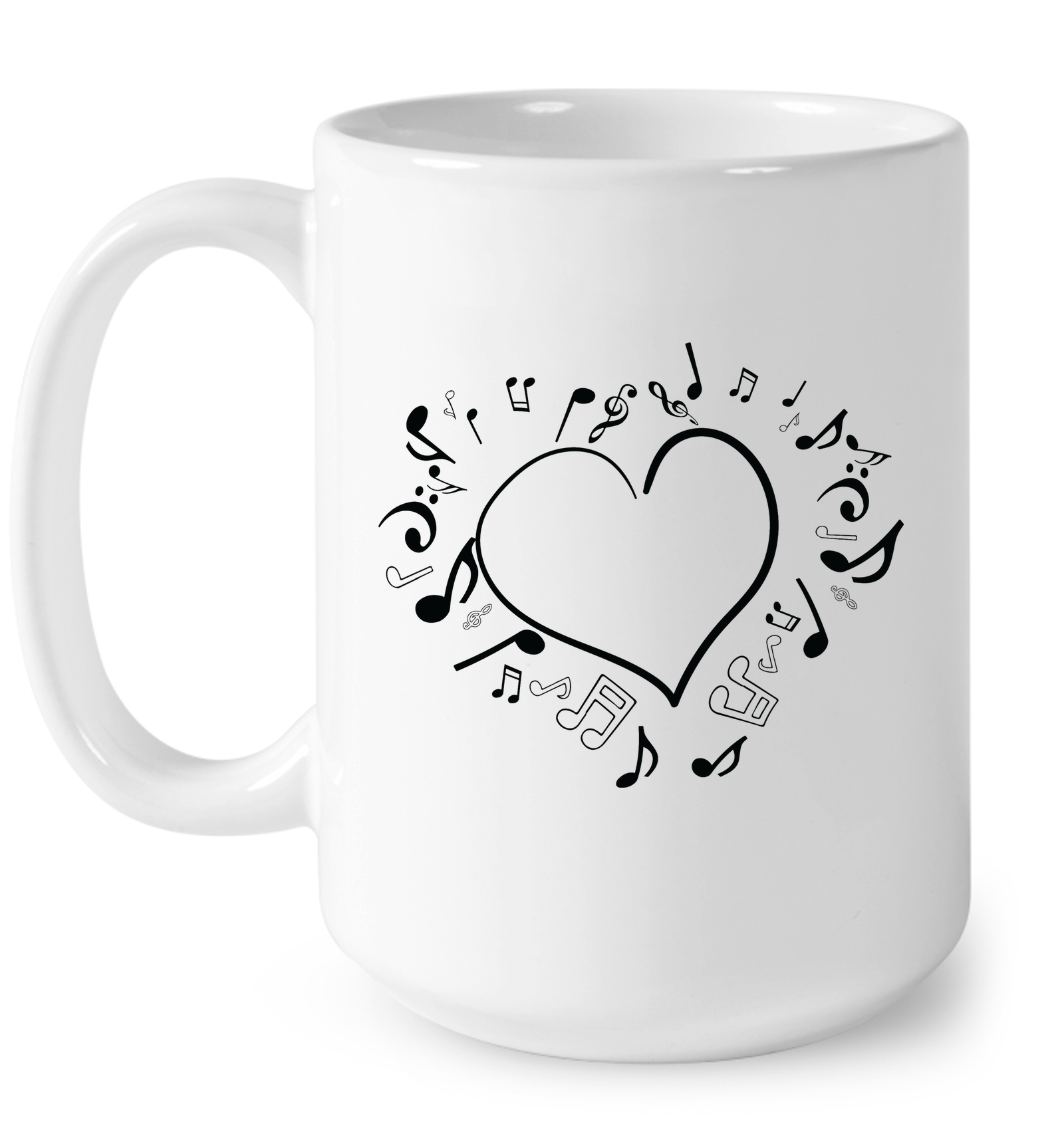 Floating Notes Heart Black - Ceramic Mug