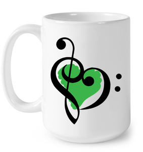 Treble Bass Green Heart  - Ceramic Mug