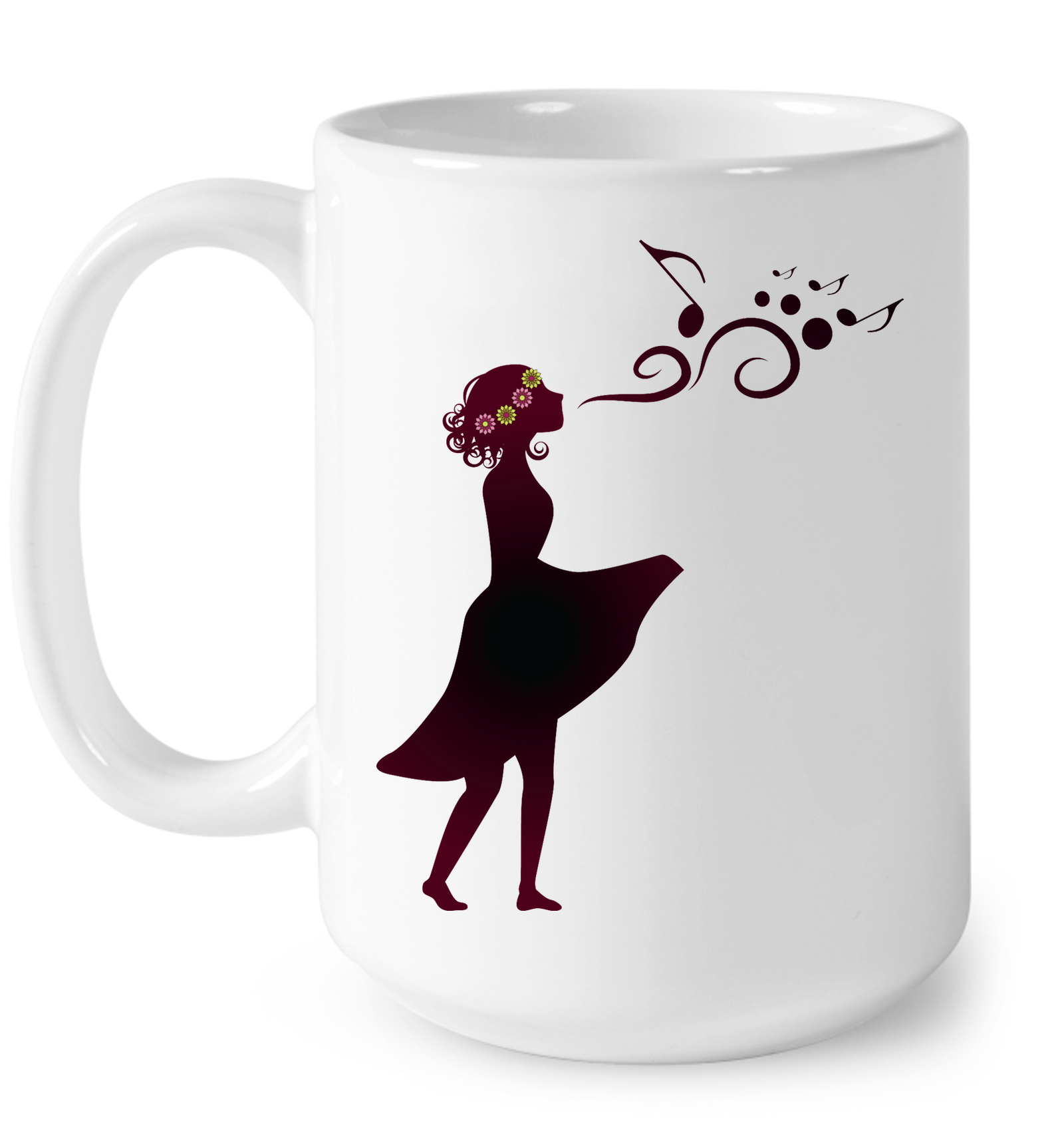 Girl Singing Silhouette - Ceramic Mug