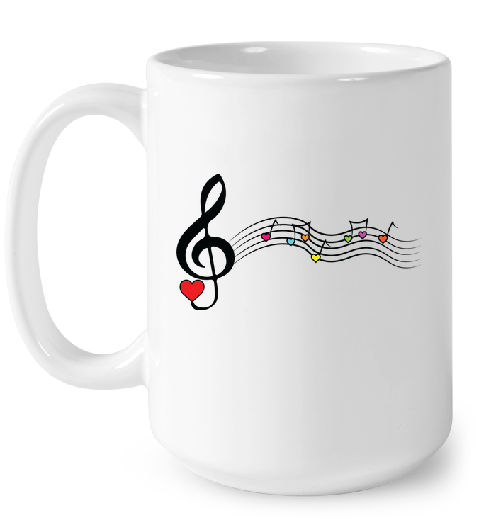Musical Waves, Heart Notes and Colors - Ceramic Mug