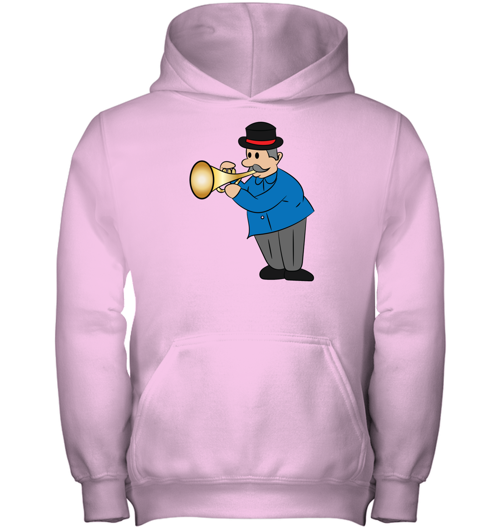 Man with Trumpet - Gildan Youth Heavyweight Pullover Hoodie