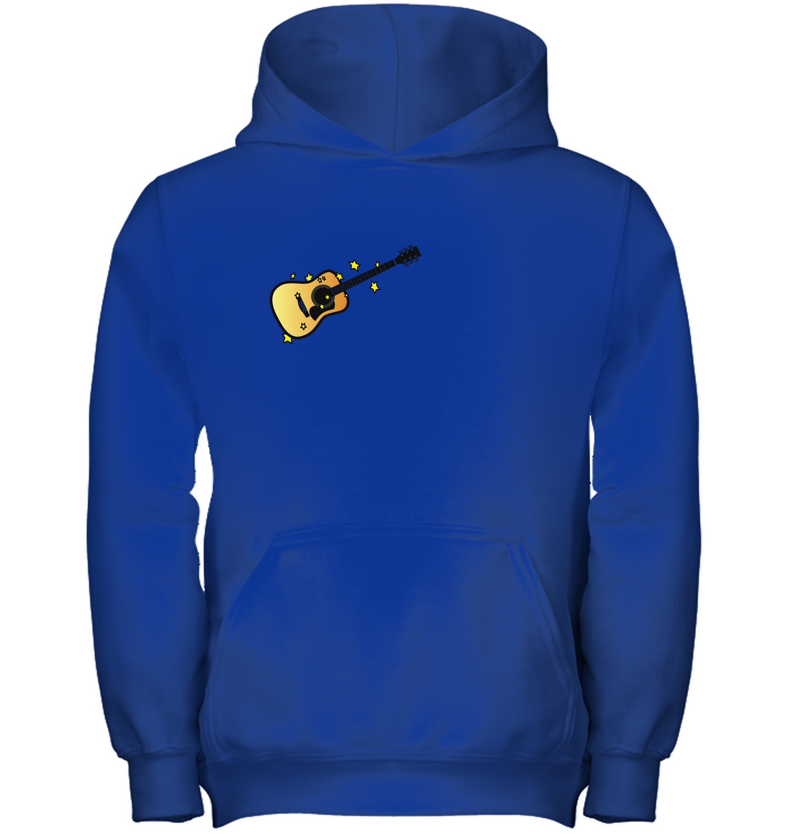 Acoustic Guitar in the Stars (Pocket Size) - Gildan Youth Heavyweight Pullover Hoodie