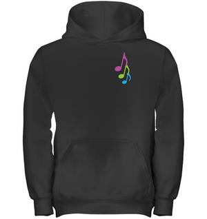 Three colorful musical notes (Pocket Size) - Gildan Youth Heavyweight Pullover Hoodie