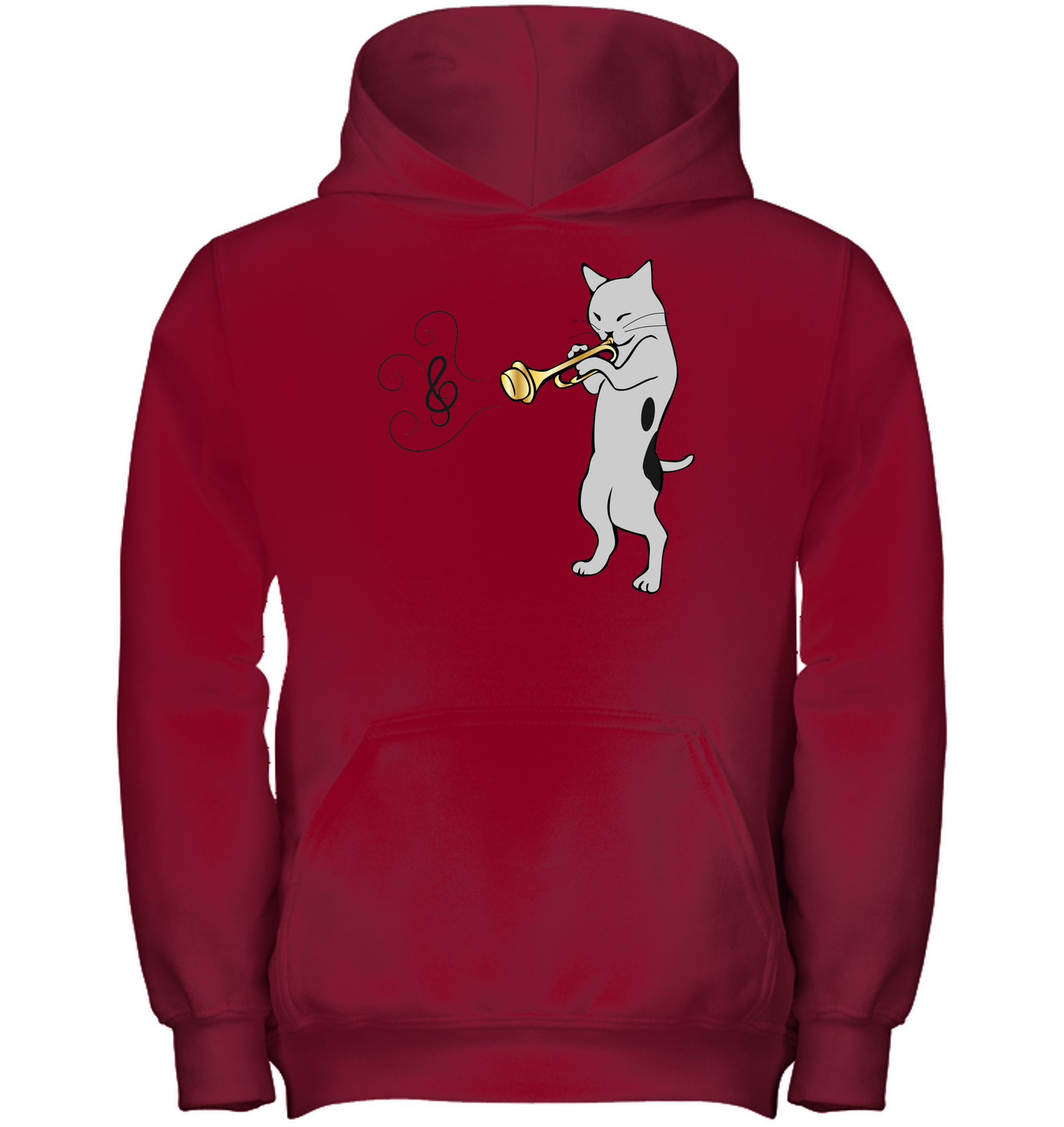 Cat with Trumpet - Gildan Youth Heavyweight Pullover Hoodie