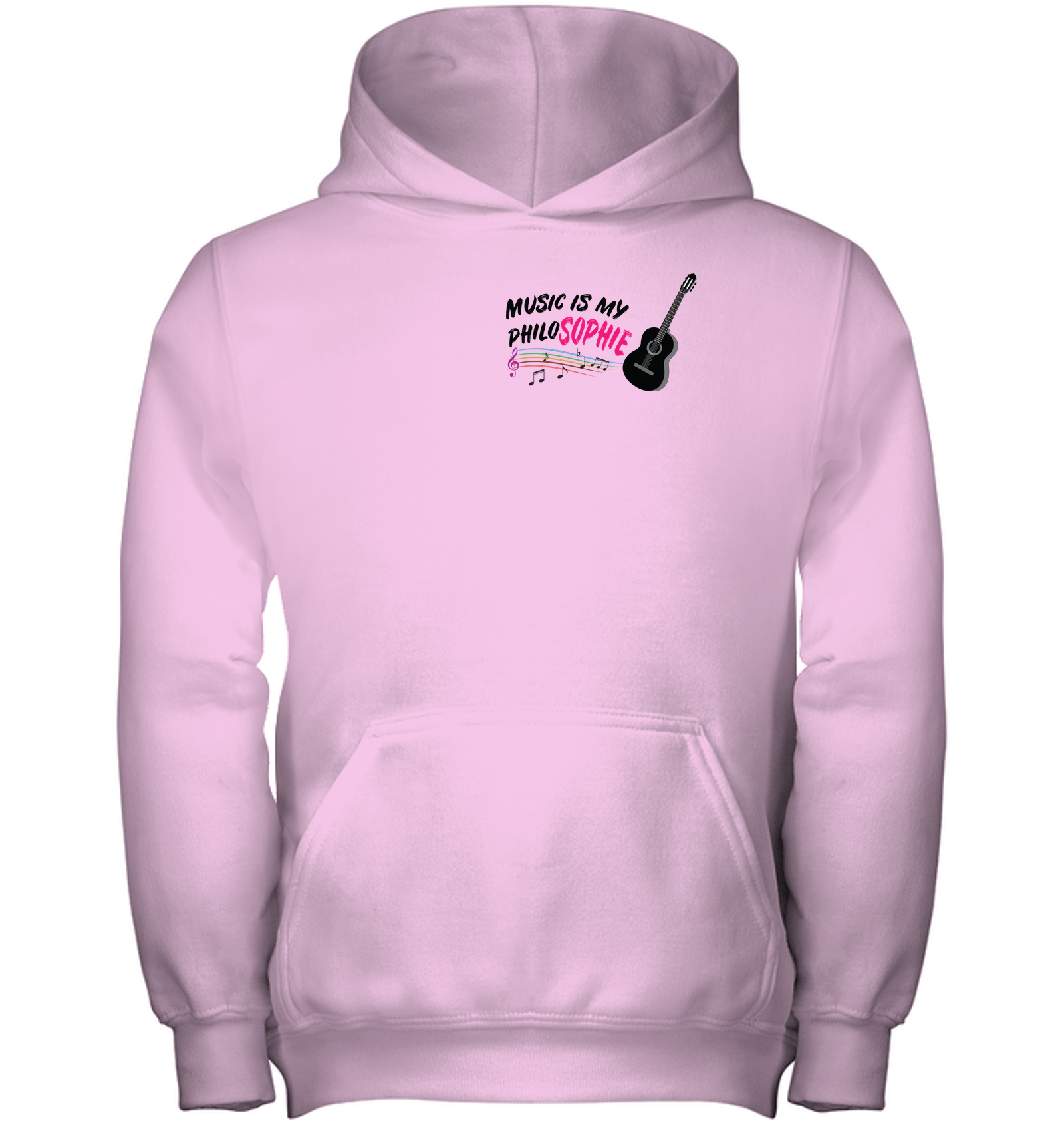 Music is my Philo-Sophie Colorful + Guitar (Pocket Size) - Gildan Youth Heavyweight Pullover Hoodie