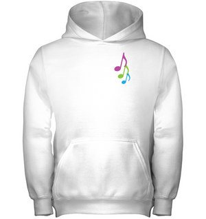 Three colorful musical notes (Pocket Size) - Gildan Youth Heavyweight Pullover Hoodie
