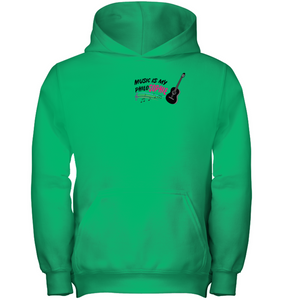 Music is my Philo-Sophie Colorful + Guitar (Pocket Size) - Gildan Youth Heavyweight Pullover Hoodie