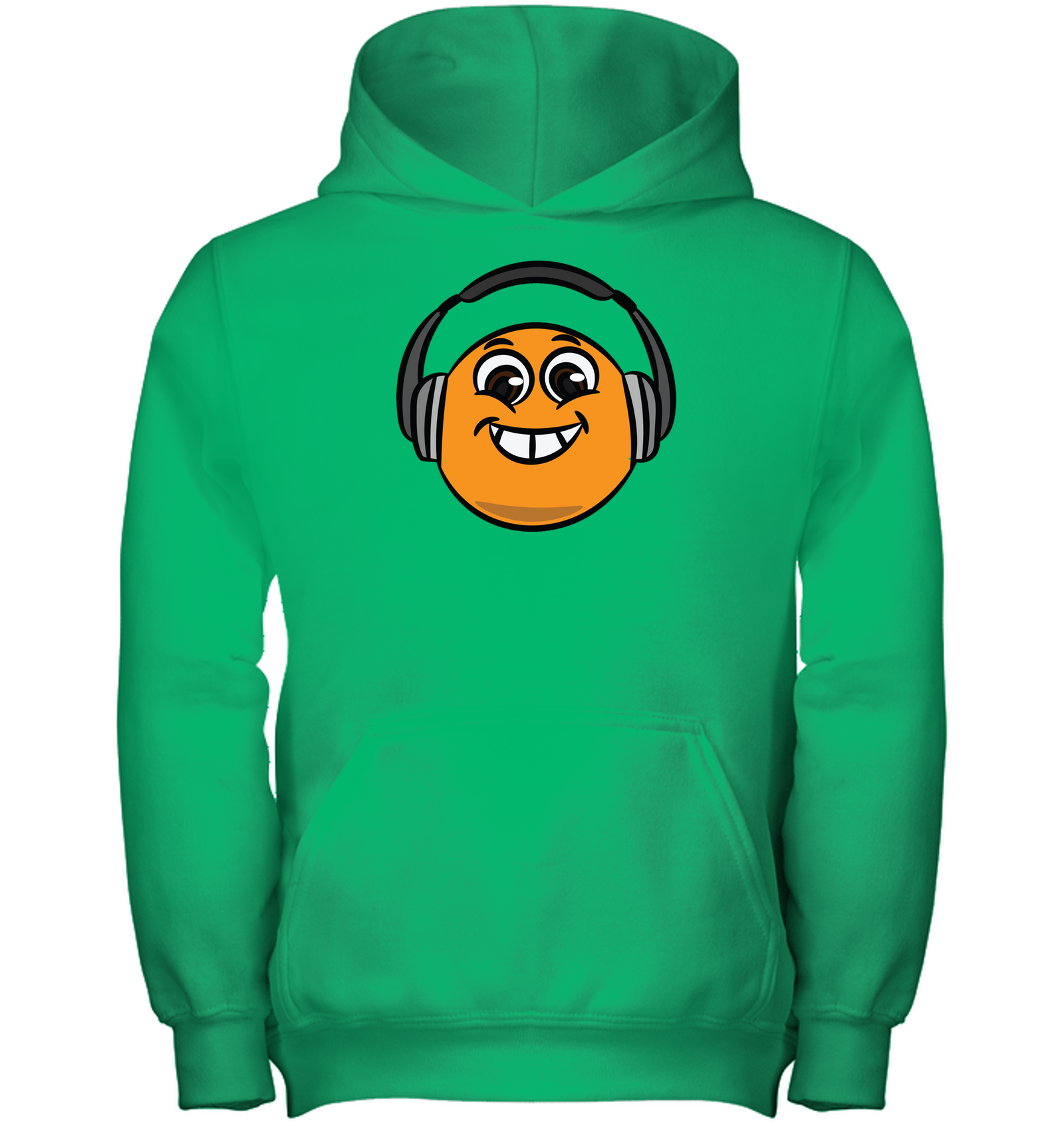 Eager Orange with Headphone - Gildan Youth Heavyweight Pullover Hoodie