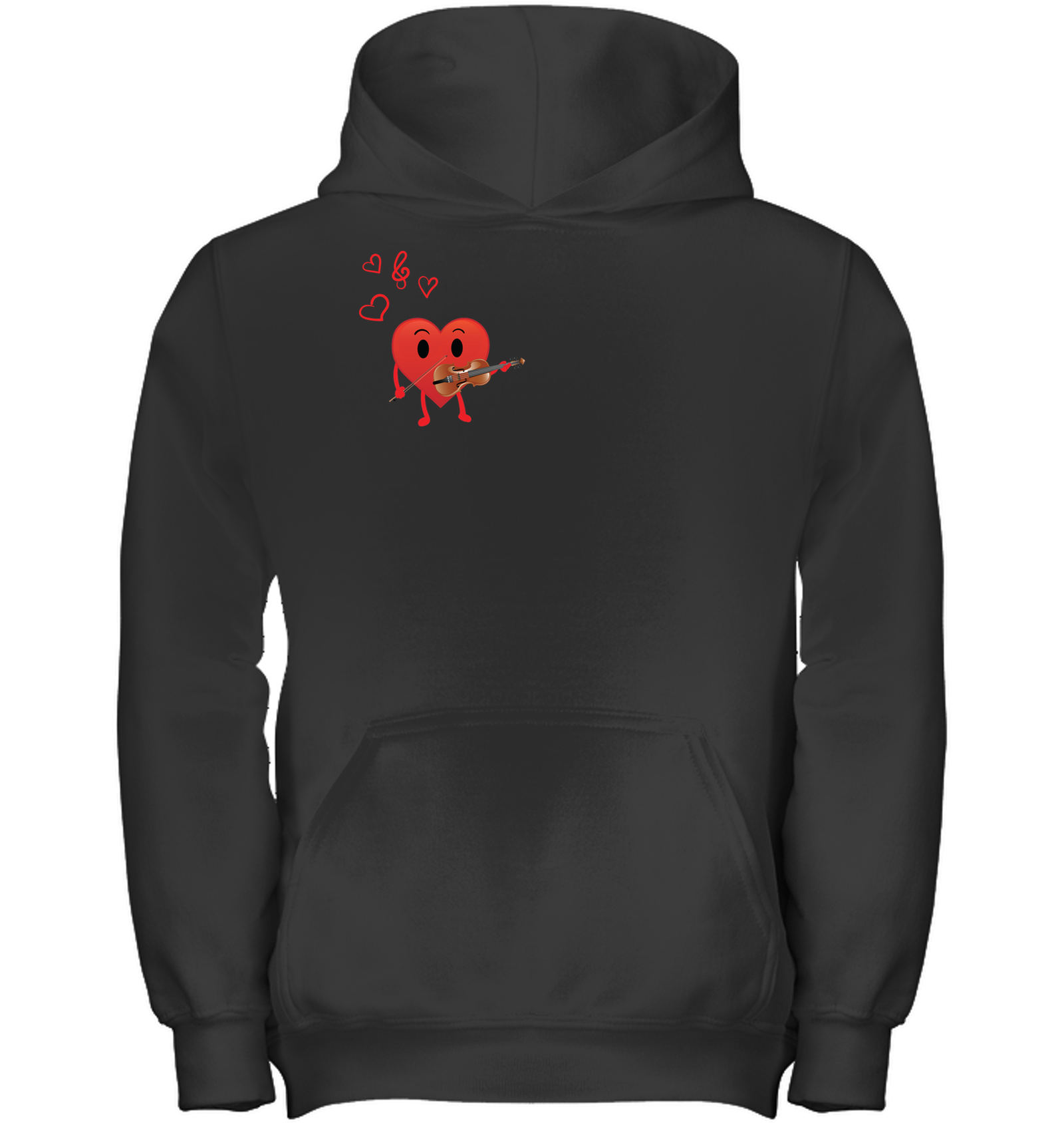Heart Playing Violin (Pocket Size) - Gildan Youth Heavyweight Pullover Hoodie