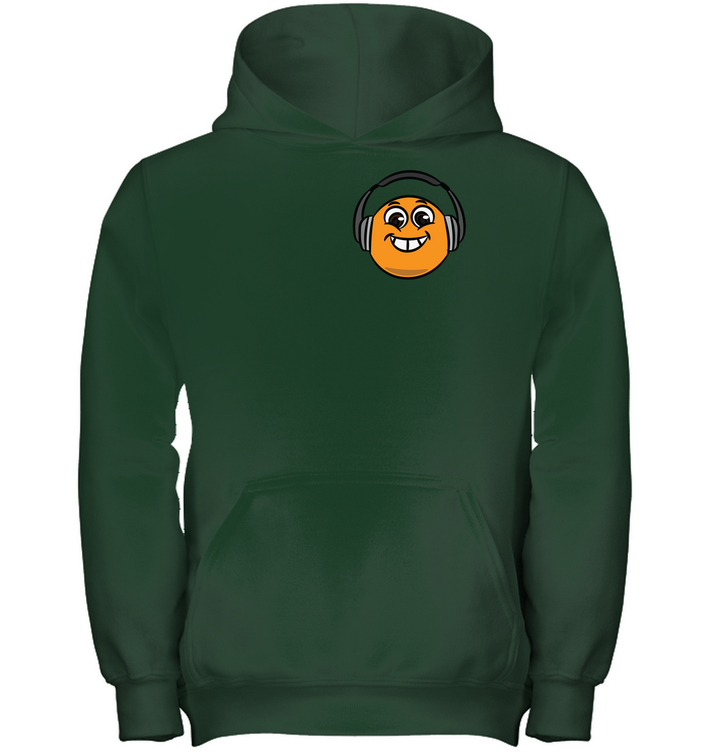 Eager Orange with Headphone (Pocket Size) - Gildan Youth Heavyweight Pullover Hoodie